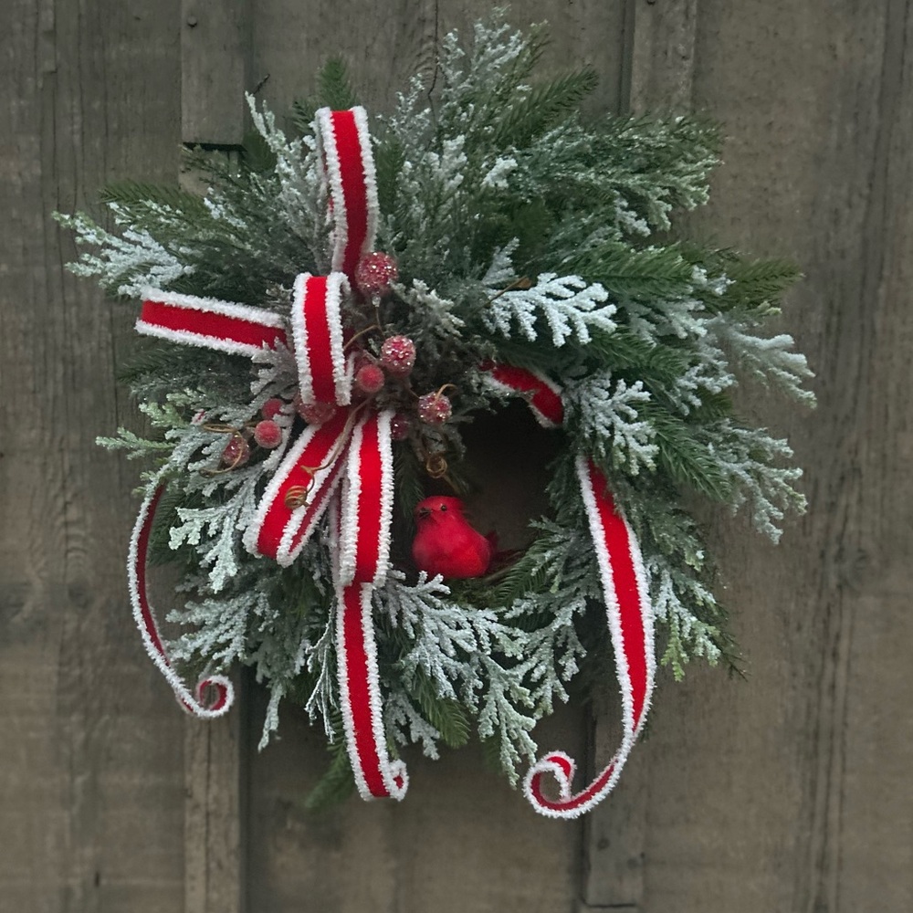 Festive Green and Red Holiday Wreath